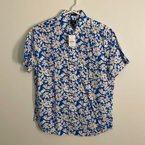 J Crew Men’s Floral Shirt-Sleeve Button-Down, Size M (Slim Fit), New